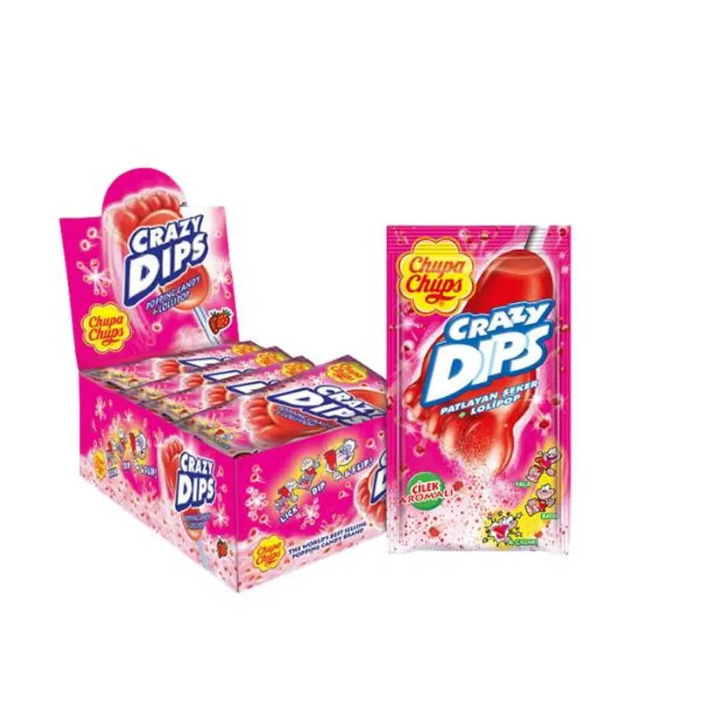 Chupa Chups Patlayan Şekerli Çilek Aromalı Lolipop Şekerleme 14 g x 24 Adet
