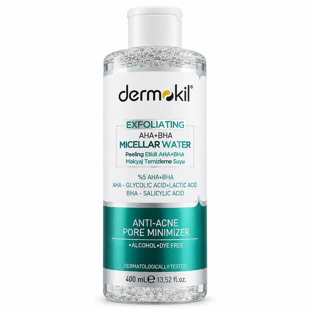 Dermokil Exfoliating AHA + BHA Niacinamide Micellar Makyaj Temizleme Suyu 400 ml