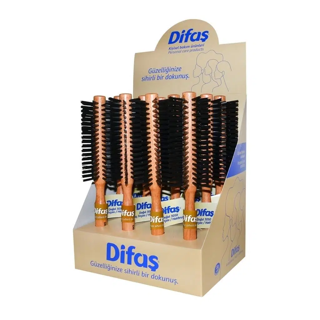 Difaş Saç Fırçası Natural ( 3050 ) 12 li Stant