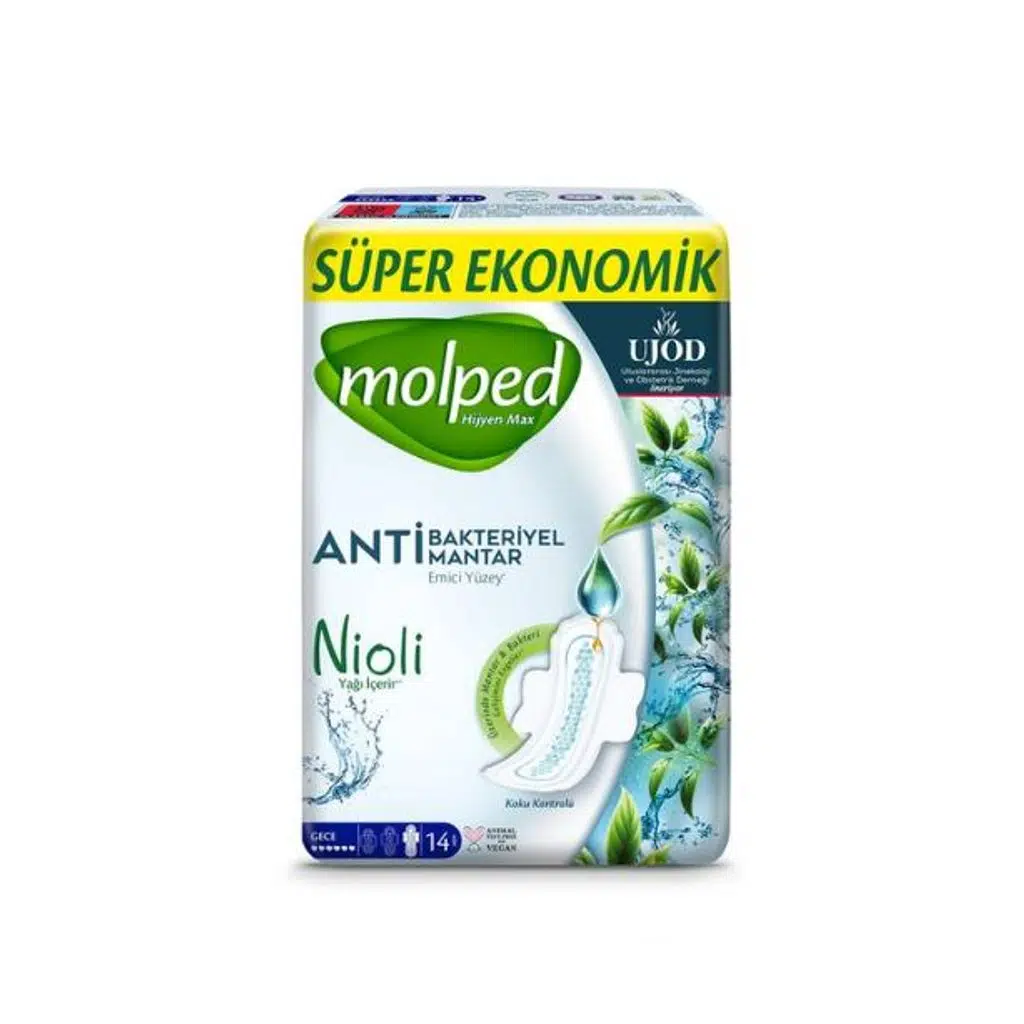 Molped Hijyen Max Anti Bakteriyel Mantar Emici Yüzey Kadın Pedi Uzun 14 lü