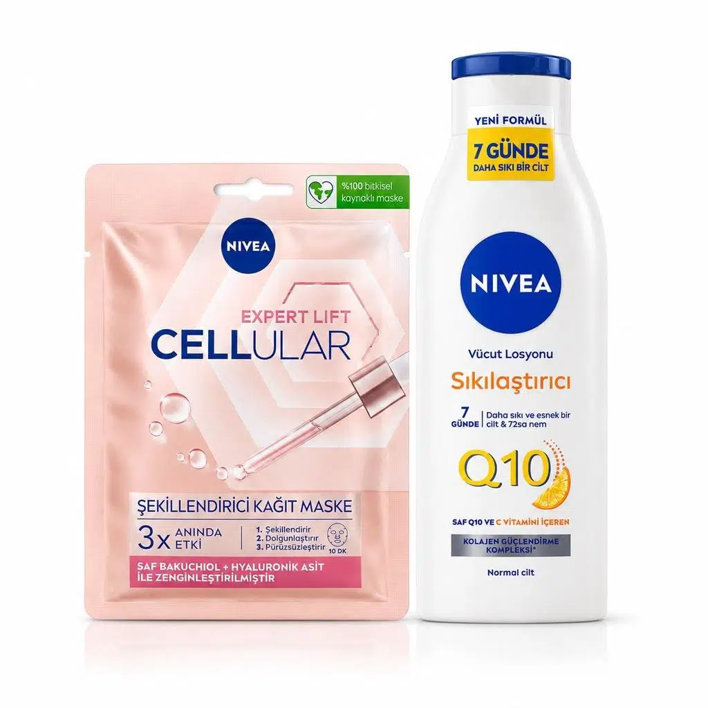 Nivea Q10 Vücut Sıkılaştırıcı Losyon + Nivea Şekillendirici Kağıt Maske 