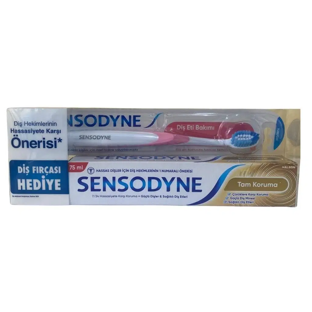 Sensodyne Tam Koruma 75 ml Diş Macunu + Diş Eti Bakımı Diş Fırçası Hediye
